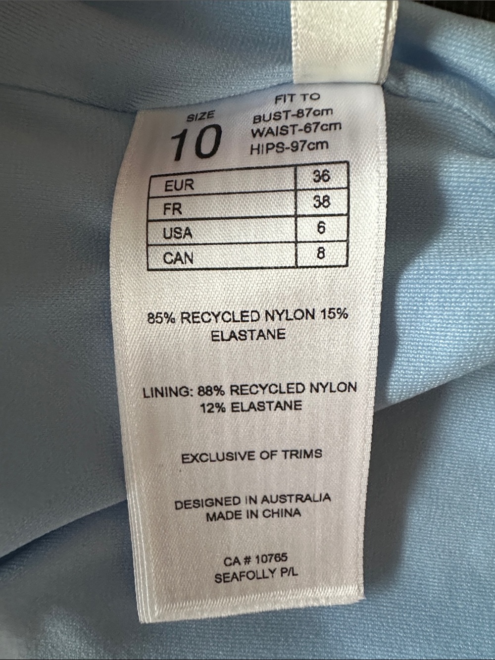 Seafolly Australia Coast To Coast One Shoulder One Piece Swimsuit Powder Blue, 6 - Picture 9 of 11